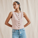 Linen Blend Button Through Top