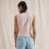 Linen Blend Button Through Top