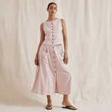 Linen Blend Button Through Top