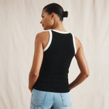 High Neck Contrast Trim Vest