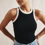 High Neck Contrast Trim Vest