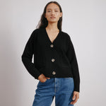 Black V Neck Cardigan by Albaray