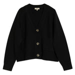 Black knit v neck cardi offering a relaxed silhouette and cosy feel