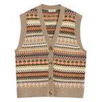 Wool blend fair isle tank featuring classic patterned knit in neutral shades