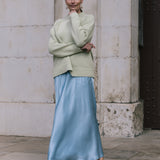 Audrey Maxi Bias Cut Silk Slip Dress in Opal