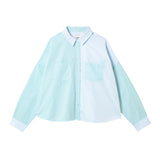 Lela Colourblock Shirt Pastel Green/ Blue Cotton