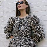 Bethany Tie Front Blouse In Cotton Leopard