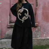 Black Cotton Tina Skirt by Elwin