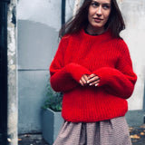 Ribbed Knit Jumper in Red