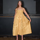 Lyra Gold Jacquard Dress