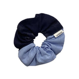 Patchwork Scrunchie Navy Check & Pale Blue