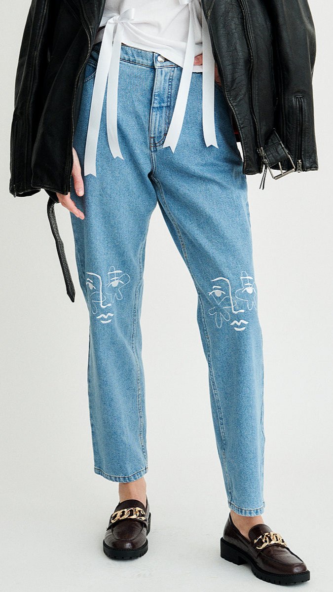 Women's Embroidered Blue Jeans | Sustainable | Fanfare