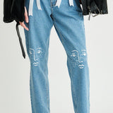 Women's Embroidered Blue Jeans | Sustainable | Fanfare