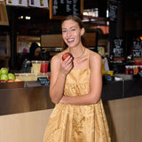 Lyra Gold Jacquard Dress