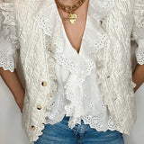 Millie Cotton Quilted Waistcoat in Silver Stripe