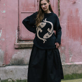 Black Cotton Tina Skirt by Elwin