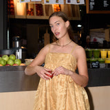 Lyra Gold Jacquard Dress