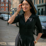 Jumpsuit in black soft crepe