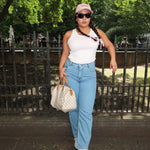 Women's High Waisted Plain Blue Jeans | Sustainable & Recycled | Fanfare