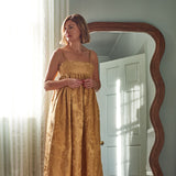 Lyra Gold Jacquard Dress