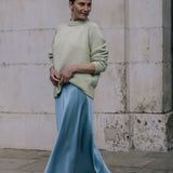 Audrey Maxi Bias Cut Silk Slip Dress in Opal