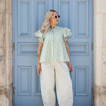 Love, Anna & Attique Striped Shirt in Pistachio by Attique