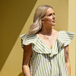 Love, Anna & Attique Stripe Maxi Dress in Pistachio by Attique