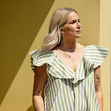 Love, Anna & Attique Stripe Maxi Dress in Pistachio by Attique