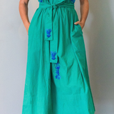 Mexican Embroidered Dress in Green and Blue