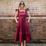 Burgundy Linen Matilda Dress