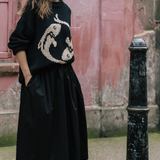 Black Cotton Tina Skirt by Elwin