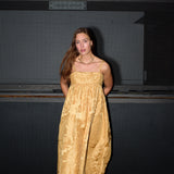 Lyra Gold Jacquard Dress