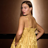 Lyra Gold Jacquard Dress