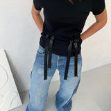 Blossom Bow T-Shirt Black