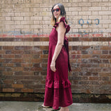 Burgundy Linen Matilda Dress