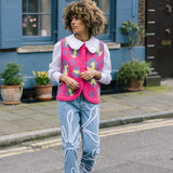 High Waisted Organic & Recycled Floral Trim Blue Jeans