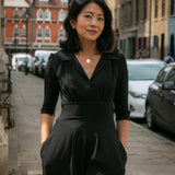 Jumpsuit in black soft crepe