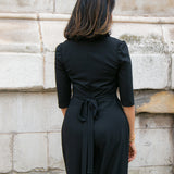 Jumpsuit in black soft crepe