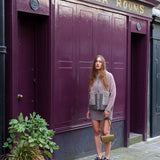 Betty Patchwork Cardigan in Heather Pink and Oatmeal