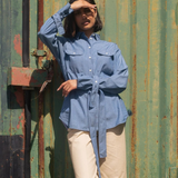 Zadie Boyfriend Shirt Light Wash Japanese Denim