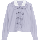 Grey Shirt with Mini Frill Collar