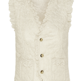 Millie Cotton Quilted Waistcoat in Silver Stripe