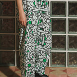 Organic Cotton and Linen Balloon Trousers in Circuit Garden
