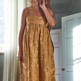 Lyra Gold Jacquard Dress