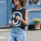 High Waisted Organic & Recycled Floral Trim Blue Jeans