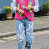High Waisted Organic & Recycled Floral Trim Blue Jeans