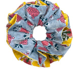 Minna Floral Cotton Scrunchie in Sage Green & Rose by 46 Stitch