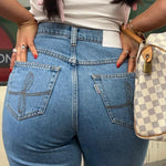 Women's High Waisted Plain Blue Jeans | Sustainable & Recycled | Fanfare
