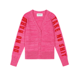 Do No Harm Take No Shit Organic Cotton Cardigan in Hibiscus