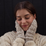 Katie Hand Knit Mittens in Light Grey